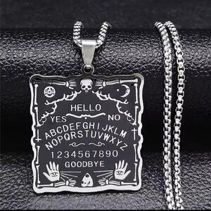 Medium Ouija Board Silver Tone Pendant & Necklace #1463